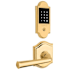 Baldwin Boulder Touchscreen Electronic Deadbolt with Z-Wave Technology and Federal Passage Lever Set with Arch Rose Lifetime Polished Brass