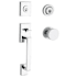 Baldwin La Jolla Standard C Keyway Double Cylinder Keyed Entry Handleset with Modern Knob and Modern Round Interior Trim from the Reserve Collection Polished Chrome
