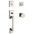 Baldwin La Jolla Standard C Keyway Double Cylinder Keyed Entry Handleset with Modern Knob and Modern Square Interior Trim from the Reserve Collection Lifetime Polished Nickel