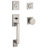 Baldwin La Jolla Standard C Keyway Double Cylinder Keyed Entry Handleset with Modern Knob and Modern Square Interior Trim from the Reserve Collection Satin Nickel