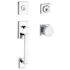 Baldwin La Jolla SmartKey Double Cylinder Keyed Entry Handleset with Modern Knob and Modern Square Interior Trim from the Reserve Collection Polished Chrome