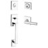 Baldwin La Jolla SmartKey Double Cylinder Keyed Entry Handleset with Square Lever and Contemporary Square Interior Trim from the Reserve Collection Polished Chrome
