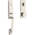 Baldwin Miami One Piece Single Cylinder Keyed Entry Handleset with Interior Contemporary Knob and Emergency Egress Function for Thick Doors Lifetime Polished Nickel