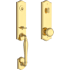 Baldwin New Hampshire One Piece Single Cylinder Keyed Entry Handleset with Interior Traditional Knob and Emergency Egress Function for Thick Doors Lifetime Polished Brass