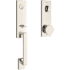Baldwin Seattle One Piece Single Cylinder Keyed Entry Handleset with Interior Contemporary Knob and Emergency Egress Function Lifetime Polished Nickel