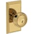 Baldwin Bremerton Single Cylinder Keyed Entry Door Knob Set with Chamfered 5" Rose with SmartKey SC1 Keyway from the Reserve Collection Lifetime Polished Brass