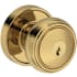 Baldwin Bremerton Single Cylinder Keyed Entry Door Knob Set with Recessed Round Rose from the Reserve Collection Lifetime Polished Brass