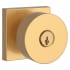 Baldwin Contemporary Single Cylinder Keyed Entry Door Knob with Square Rose Lifetime Satin Brass