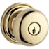 Baldwin Round Single Cylinder Keyed Entry Door Knob with Round Rose Lifetime Polished Brass
