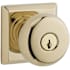 Baldwin Round Single Cylinder Keyed Entry Door Knob with Square Rose Lifetime Polished Brass