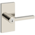 Baldwin Square Single Cylinder Keyed Entry Door Lever Set with 5 Inch Rectangle Rose from the Reserve Collection Lifetime Polished Nickel