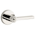 Baldwin Square Single Cylinder Keyed Entry Door Lever Set with Contemporary Round Rose Lifetime Polished Nickel