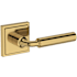 Baldwin La Conner Non-Turning Two-Sided Dummy Door Lever Set with Stepped Square Rose from the Reserve Collection Lifetime Polished Brass