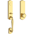 Baldwin New Hampshire Full Dummy One Piece Handleset with Non-Turning Dummy Interior Traditional Knob Lifetime Polished Brass