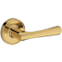 Baldwin Wyndcliff Non-Turning Two-Sided Dummy Door Lever Set with Recessed Round Rose from the Reserve Collection Lifetime Polished Brass