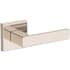Baldwin Sharpewood Non-Turning Two-Sided Dummy Door Lever Set with Contemporary Square Rose from the Reserve Collection Lifetime Polished Nickel
