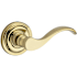 Baldwin Curve Non-Turning One-Sided Dummy Door Lever with Round Rose Lifetime Polished Brass