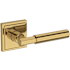 Baldwin Riddling Passage Door Lever Set with Stepped Square Rose from the Reserve Collection Lifetime Polished Brass