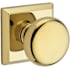 Baldwin Round Passage Door Knob with Square Rose Lifetime Polished Brass