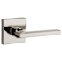 Baldwin Square Passage Door Lever Set with Contemporary Square Rosette Lifetime Polished Nickel