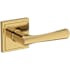 Baldwin Wyndcliff Passage Door Lever Set with Stepped Square Rose from the Reserve Collection Lifetime Polished Brass
