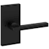 Baldwin Square Privacy Door Lever Set with 5 Inch Rectangle Rose from the Reserve Collection Satin Black
