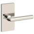 Baldwin Tube Privacy Door Lever Set with 5 Inch Rectangle Rose from the Reserve Collection Lifetime Polished Nickel