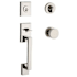 Baldwin La Jolla Standard C Keyway Single Cylinder Keyed Entry Handleset with Modern Knob and Modern Round Interior Trim for Thick Doors Lifetime Polished Nickel