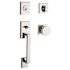 Baldwin La Jolla SmartKey Single Cylinder Keyed Entry Handleset with Modern Knob and Modern Square Interior Trim for Thick Doors Lifetime Polished Nickel