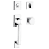 Baldwin La Jolla Sectional Single Cylinder Keyed Entry Handleset with Interior Contemporary Knob for Thick Doors Polished Chrome