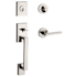 Baldwin La Jolla SmartKey Single Cylinder Keyed Entry Handleset with Square Lever and Contemporary Round Interior Trim from the Reserve Collection Lifetime Polished Nickel