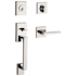 Baldwin La Jolla Sectional Single Cylinder Keyed Entry Handleset with Interior Square Lever Lifetime Polished Nickel