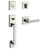 Baldwin La Jolla SmartKey Single Cylinder Keyed Entry Handleset with Tube Lever and Contemporary Square Interior Trim from the Reserve Collection Lifetime Polished Nickel