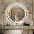 Bellevue Hayden 36" Diameter Contemporary Circular Aluminum Frameless Bathroom Wall Mirror with LED Lighting N/A