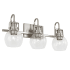 Bellevue 3 Light 24" Wide Vanity Light with Clear Glass Shades Brushed Nickel