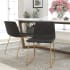 Bellevue Ellis Set of (2) 18"W Retro Modern Faux Leather Bucket Seat Dining Chairs with Gold Sled Base Charcoal