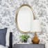 Bellevue Carlton 21" W x 31-1/2" H Oval Framed Bathroom Mirror Silver Leaf