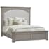 Bellevue Abbotts Glen Queen Oak Bed Frame From with Upholstered Back Panel Windmill Grey