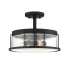 Bellevue Duplin 3 Light 14" Wide Semi-Flush Drum Ceiling Fixture with Clear Glass Shade Earth Black