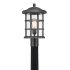 Bellevue Halifax Single Light 17" Tall Outdoor Lantern Style Post Light with Seedy Glass Shade Earth Black