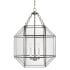 Bellevue Aveyron 3 Light 19" Wide Taper Candle Pendant with Clear Glass Shade Antique Brushed Nickel