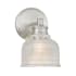 Bellevue 10" Tall Wall Sconce with a patterned glass dome shade Brushed Nickel