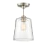 Bellevue Single Light 10" Wide Semi-Flush Ceiling Fixture Brushed Nickel