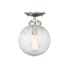 Bellevue Single Light 8" Wide Semi-Flush Globe Ceiling Fixture Brushed Nickel