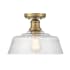 Bellevue 13" Wide Semi-Flush Ceiling Fixture with Hammered Glass Shade Natural Brass