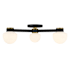 Bellevue 3 Light 30" Wide Semi-Flush Ceiling Fixture with Opal Glass Shades Matte Black / Natural Brass