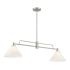 Bellevue 2 Light 40" Wide Linear Chandelier with Opal Glass Shades Brushed Nickel