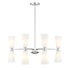 Bellevue 8 Light 32" Wide Chandelier with White Fluted Glass Shades Chrome