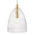 Bellevue 14" Wide Pendant with Clear Pleated Glass Shade Natural Brass
