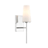 Bellevue 16" Tall Bathroom Sconce with Fluted Opal Glass Shade Chrome